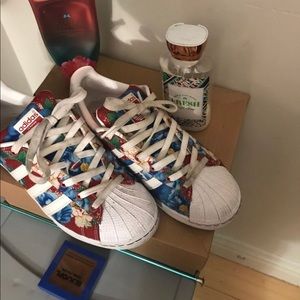 Red floral adidas